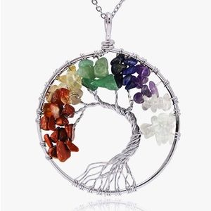 🌼 Tree of Life Mixed Crystal Pendant Necklace Gemstone Chakra Jewelry